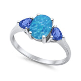 Fashion Promise Ring Simulated Tanzanite Cubic Zirconia 925 Sterling Silver