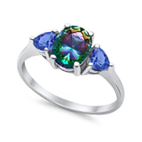 Fashion Promise Ring Simulated Tanzanite Cubic Zirconia 925 Sterling Silver