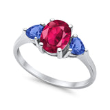 Fashion Promise Ring Simulated Tanzanite Cubic Zirconia 925 Sterling Silver