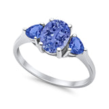 Fashion Promise Ring Simulated Tanzanite Cubic Zirconia 925 Sterling Silver