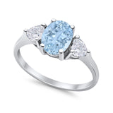 Fashion Promise Ring 3-Stone Simulated Cubic Zirconia 925 Sterling Silver