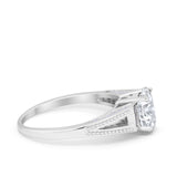 Solitaire Split Shank Wedding Ring Simulated Cubic Zirconia 925 Sterling Silver