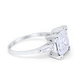 Wedding Ring Princess Cut Baguette Simulated Cubic Zirconia 925 Sterling Silver
