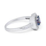 Halo Accent Engagement Ring Simulated Cubic Zirconia 925 Sterling Silver