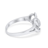 Double Heart Crisscross Promise Ring Simulated Cubic Zirconia 925 Sterling Silver