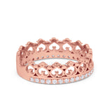 Eternity Heart Crown Band 925 Sterling Silver