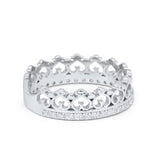 Eternity Heart Crown Band 925 Sterling Silver