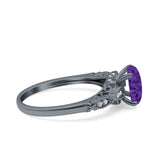 Art Deco Oval Wedding Engagement Ring Round Simulated Cubic Zirconia 925 Sterling Silver