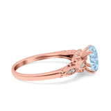 Art Deco Oval Wedding Engagement Ring Round Simulated Cubic Zirconia 925 Sterling Silver