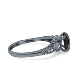 Art Deco Oval Wedding Engagement Ring Round Simulated Cubic Zirconia 925 Sterling Silver