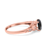 Art Deco Oval Wedding Engagement Ring Round Simulated Cubic Zirconia 925 Sterling Silver