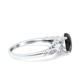 Art Deco Oval Wedding Engagement Ring Round Simulated Cubic Zirconia 925 Sterling Silver