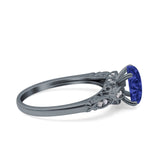 Art Deco Oval Wedding Engagement Ring Round Simulated Cubic Zirconia 925 Sterling Silver