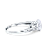 Art Deco Oval Wedding Engagement Ring Round Simulated Cubic Zirconia 925 Sterling Silver