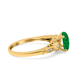 Art Deco Oval Wedding Engagement Ring Round Simulated Cubic Zirconia 925 Sterling Silver