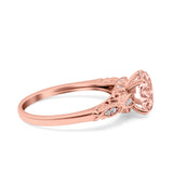 Art Deco Oval Wedding Engagement Ring Round Simulated Cubic Zirconia 925 Sterling Silver