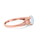 Art Deco Oval Wedding Engagement Ring Round Simulated Cubic Zirconia 925 Sterling Silver