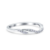 Half Eternity Criss Cross Band Wedding Ring Round Simulated Cubic Zirconia 925 Sterling Silver (4mm)