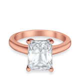 Solitaire Engagement Ring Radiant Simulated Cubic Zirconia 925 Sterling Silver