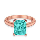 Solitaire Engagement Ring Radiant Simulated Cubic Zirconia 925 Sterling Silver