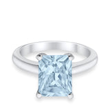 Solitaire Engagement Ring Radiant Simulated Cubic Zirconia 925 Sterling Silver
