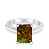 Solitaire Engagement Ring Radiant Simulated Cubic Zirconia 925 Sterling Silver