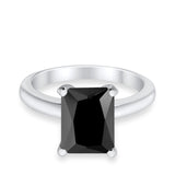 Solitaire Engagement Ring Radiant Simulated Cubic Zirconia 925 Sterling Silver