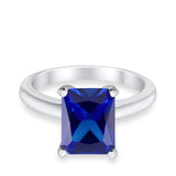 Solitaire Engagement Ring Radiant Simulated Cubic Zirconia 925 Sterling Silver