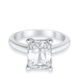 Solitaire Engagement Ring Radiant Simulated Cubic Zirconia 925 Sterling Silver