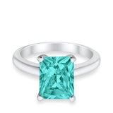 Solitaire Engagement Ring Radiant Simulated Cubic Zirconia 925 Sterling Silver