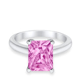 Solitaire Engagement Ring Radiant Simulated Cubic Zirconia 925 Sterling Silver
