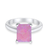 Solitaire Engagement Ring Radiant Simulated Cubic Zirconia 925 Sterling Silver