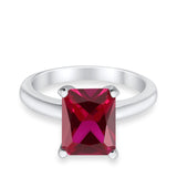 Solitaire Engagement Ring Radiant Simulated Cubic Zirconia 925 Sterling Silver