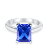 Solitaire Engagement Ring Radiant Simulated Cubic Zirconia 925 Sterling Silver