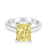 Solitaire Engagement Ring Radiant Simulated Cubic Zirconia 925 Sterling Silver