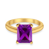 Solitaire Engagement Ring Radiant Simulated Cubic Zirconia 925 Sterling Silver