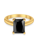 Solitaire Engagement Ring Radiant Simulated Cubic Zirconia 925 Sterling Silver
