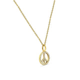 Peace Sign Necklace Diamond Pendant 14K Gold 0.08ct