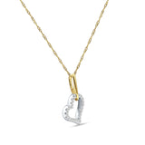 Diamond Heart Pendant Necklace 14K Two Tone Gold 0.10ct