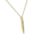 14K Gold 0.11ct Diamond Bar Drop Pendant Chain Necklace 18" Long