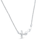 Cross Pendant Diamond Infinity Necklace 14K Gold 0.05ct