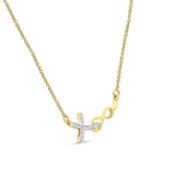 Cross Pendant Diamond Infinity Necklace 14K Gold 0.05ct