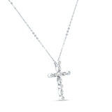 Diamond Cross Pendant Necklace 14K Gold 0.26ct