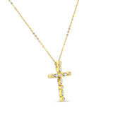 Diamond Cross Pendant Necklace 14K Gold 0.26ct