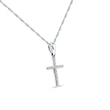 14K Gold 0.10ct Cross Diamond Pendant Chain Necklace 18 Inch Long