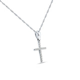 14K Gold 0.10ct Cross Diamond Pendant Chain Necklace 18" Long