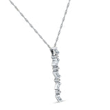 14K Gold 0.15ct Crystal Drop Diamond Pendant Necklace 18 Inch Long