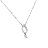 Dangling Diamond Pear Teardrop Necklace 14K Gold 0.09ct