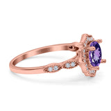 14K Gold 1.42ct Art Deco Round 7mm G SI Diamond Engagement Wedding Ring