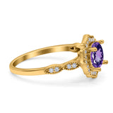 14K Gold 1.42ct Art Deco Round 7mm G SI Diamond Engagement Wedding Ring
